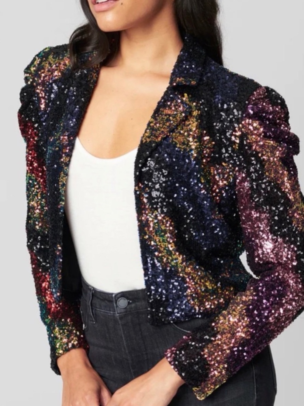 Blank NYC Multicolor Sequin Cropped Blazer